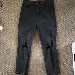 Express Womens Charcoal Distressed Jeans